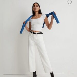 🔥New Madewell The Perfect Vintage Wide Leg Crop Jean Tile White Sz 28